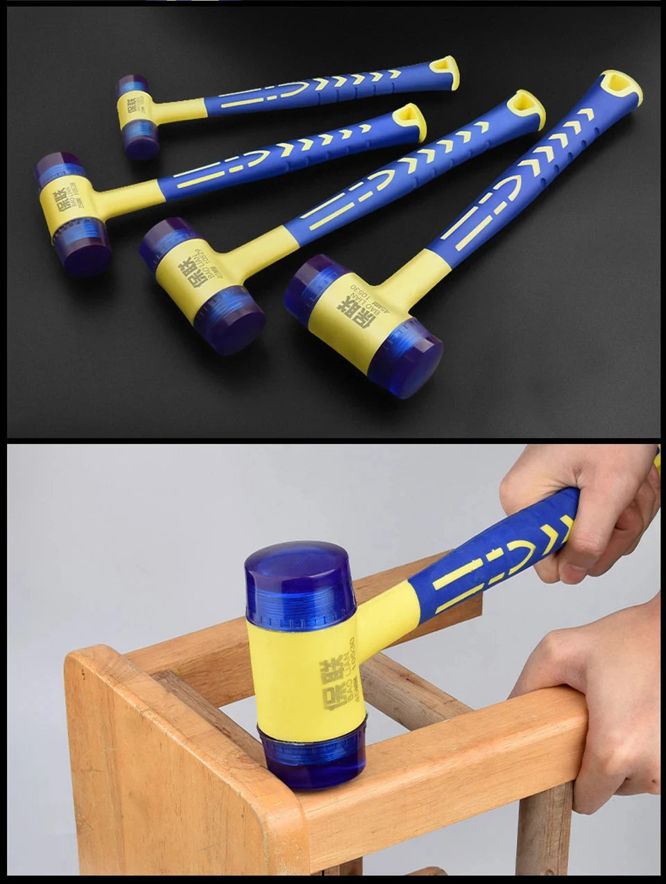 25/30/35/40/45mm Rubber Hammer Double Faced Work Glazing Window Nylon Hammer with Round Head and Non-slip Handle DIY Hand Tool