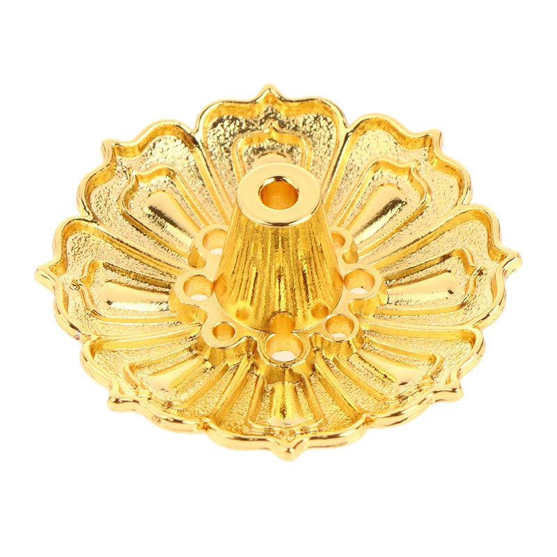 1PCS Lotus Alloy Incense Burner Stick Holder Home Buddhism Line Incense Plate Sandalwood Coil Base Temples Delicate Home Decor