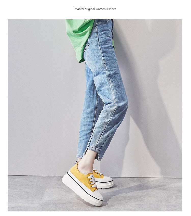 White Shoes Thick Sole Elevator Wild Best Selling Canvas Shoes