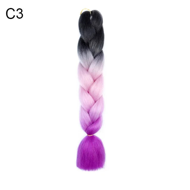 24Inch Synthetic Braiding Hair Extension Ombre Color Rainbow DIY Jumbo Hair Pink Red Blue Hairstyle for Women Viralgem Store