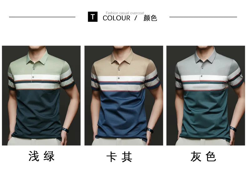Top Grade Summer Brand Polo Shirts For Men Designer Summer Stripped Luxury Short Sleeve Slim Casual Tops Fashions Men Clothes Viralgem Store