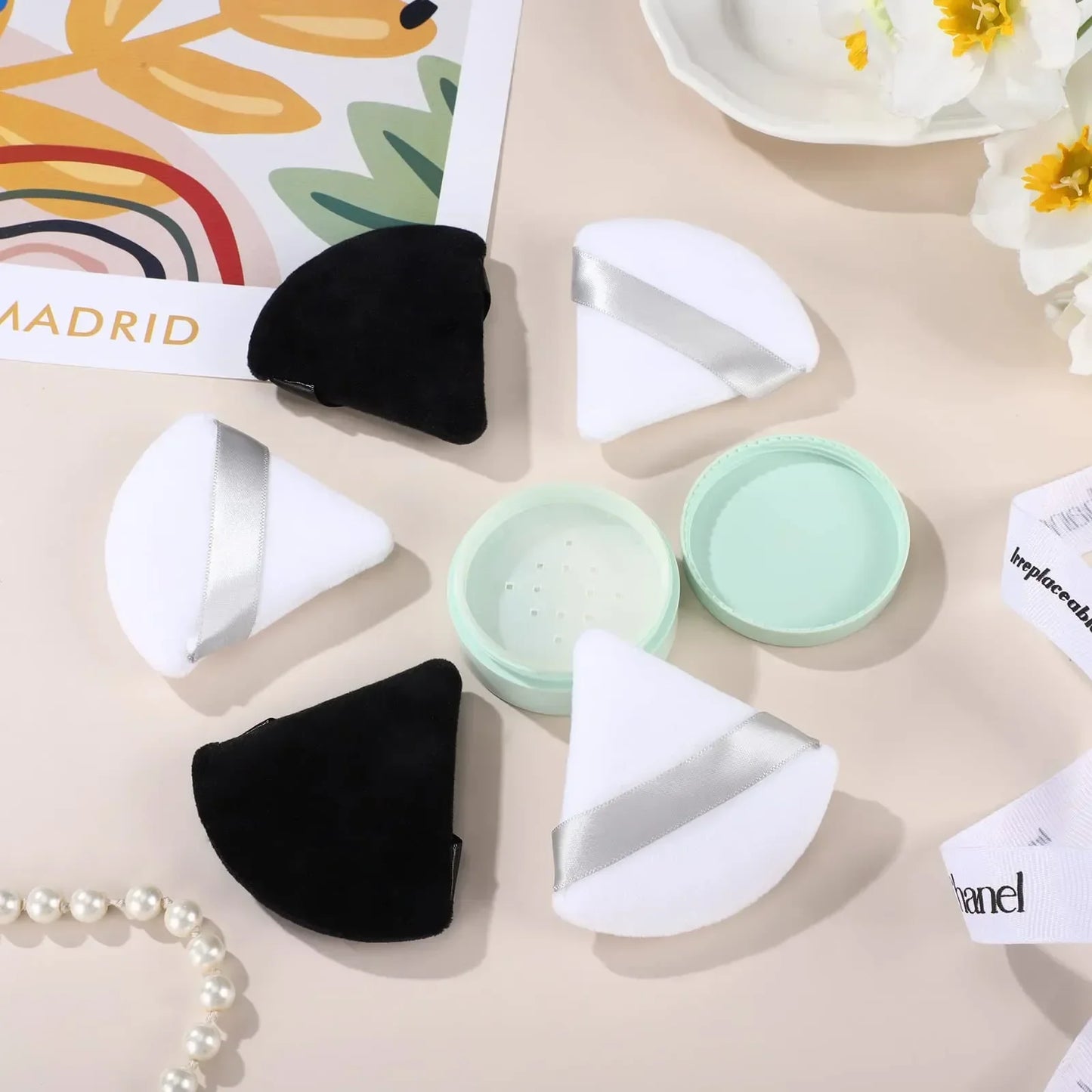 10/20Pcs Triangle Velvet Powder Puff Pizza Flours Mini Face Makeup Sponge Cosmetics Washable Lightweight Makeup Tool