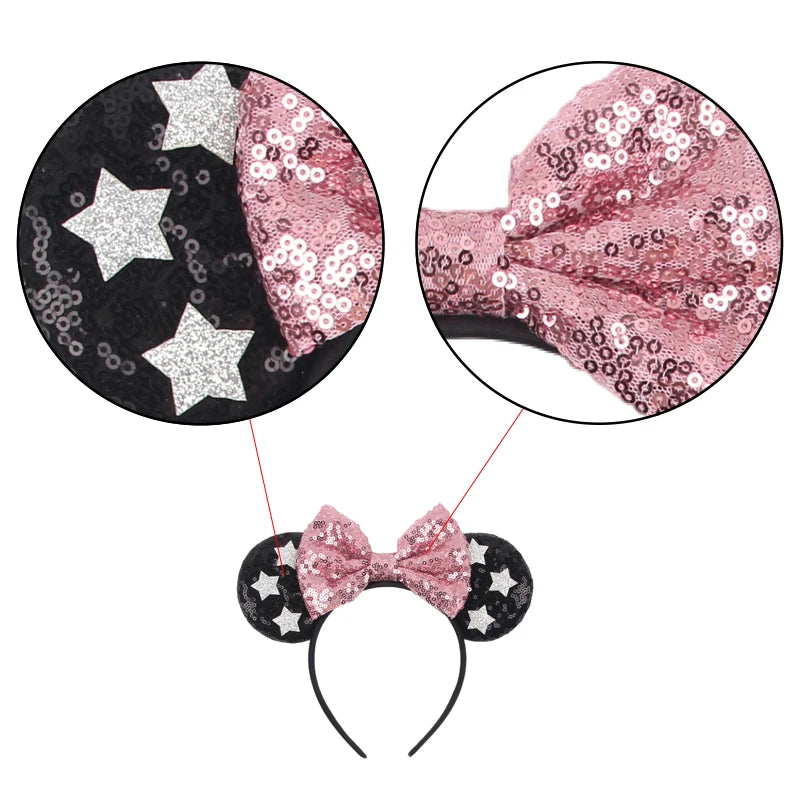 2024 NEWEST Disney Bo Peep 3.3"Ears Headband For Girls 5" Sequins Bow Hairband Festival Party Cosplay DIY Hair Accessories