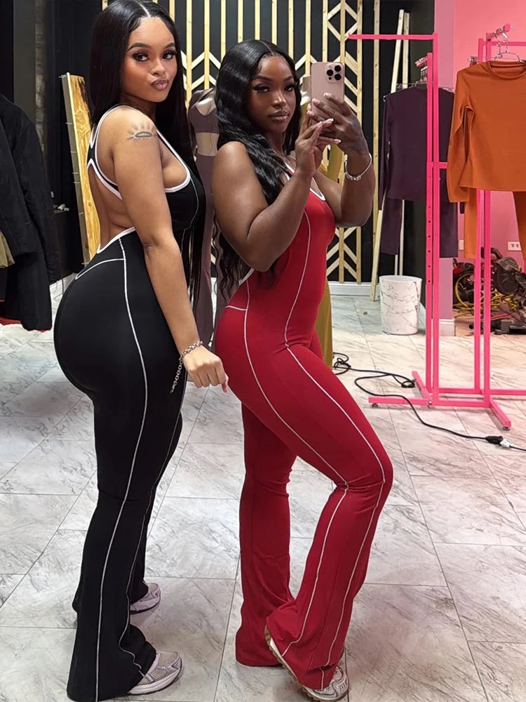 Weird Puss Sporty Women Jumpsuits Fitness Casual Summer O-neck Sleeveless Skinny Overalls Female Active Workou Overall Viralgem Store