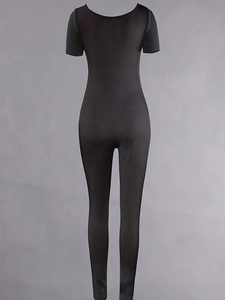 Women's Rompers Short Sleeve Solid Skinny Bodycon Jumpsuits Fashion Sports Fitness Casual Activity Streetwear Overalls Viralgem Store