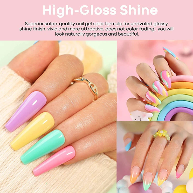 YOKEFELLOW  Pastel Gel Nail Polish Set 6 Colors Spring Summer Macaron Gel Nail Kit Soak Off Nail Art DIY Manicure Gift for Girl Viralgem Store