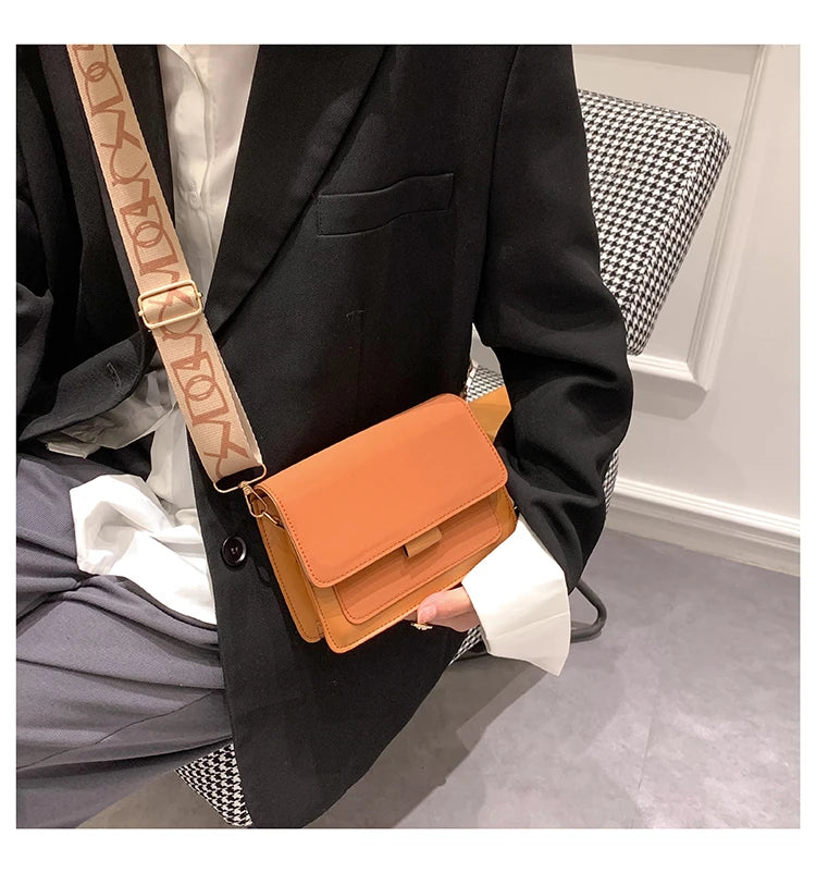 Wide Straps Shoulder Bag Flap Small Crossbody Bags for Women Simple Classic Handbags for Women Sac A Main Femme сумка женская