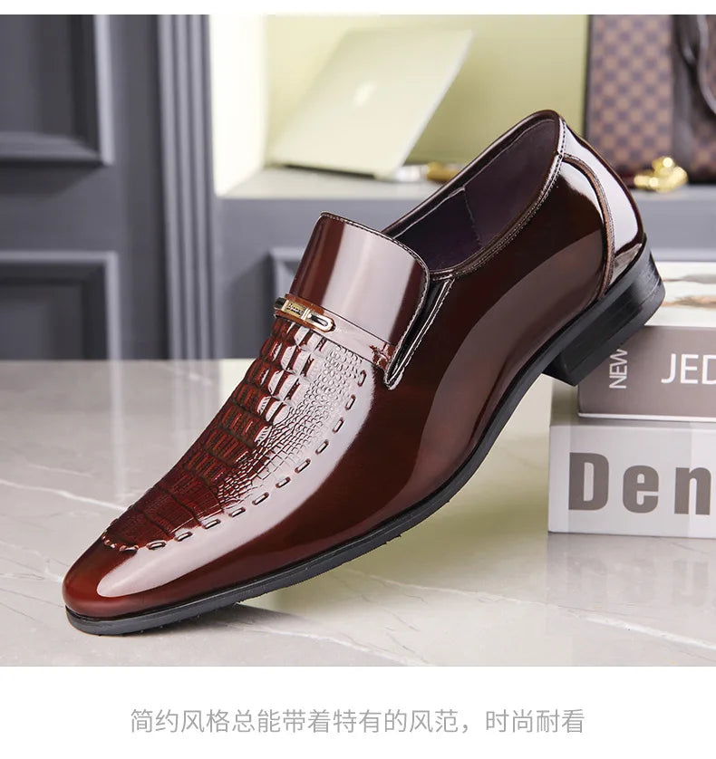 38-50 Mens PU Leather Shoes Luxury Crocodile Pattern Men Business Dress  Casual Social Shoe Male Wedding Footwear Zapatos Hombre