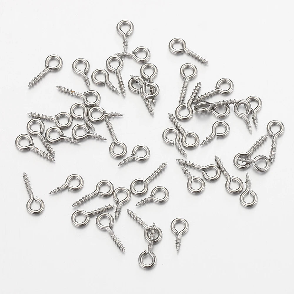 50pcs/100pcs Stainless Steel Small Tiny Eye Pins Eyepins Eyelets Screw Gold Color Clasps Hooks for DIY Jewelry Making Findings