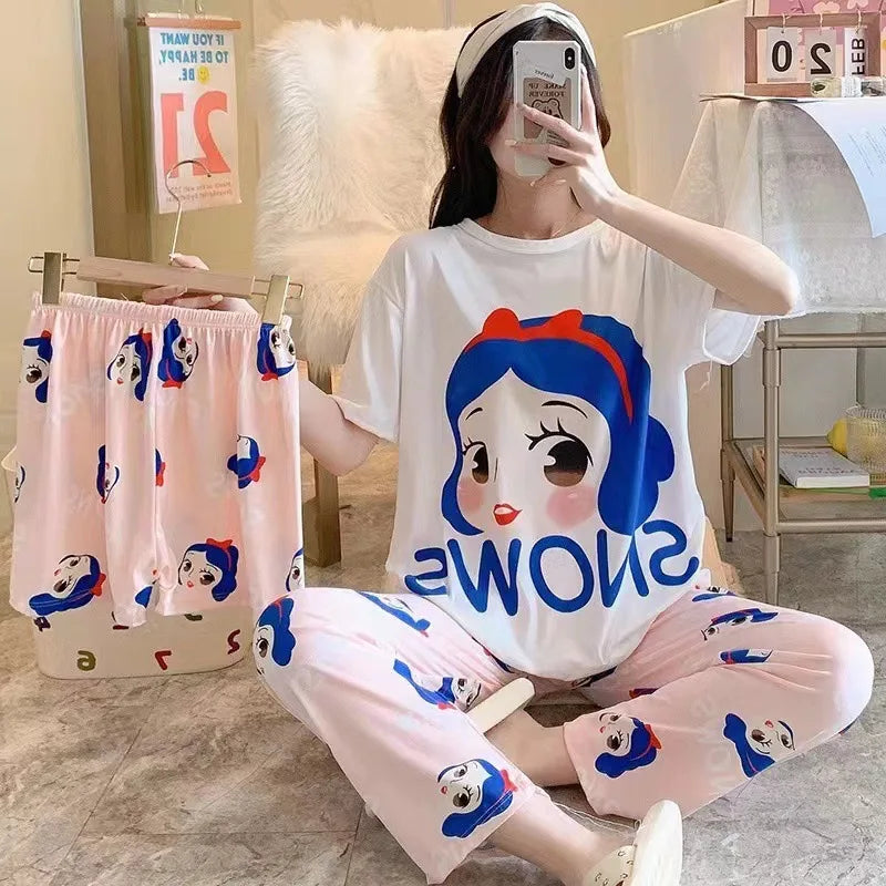 Women's New Three-piece Pajamas Homewear Set of Sweet Pajamas Cartoon Leisure Women's Homewear Pajamas Set Viralgem Store