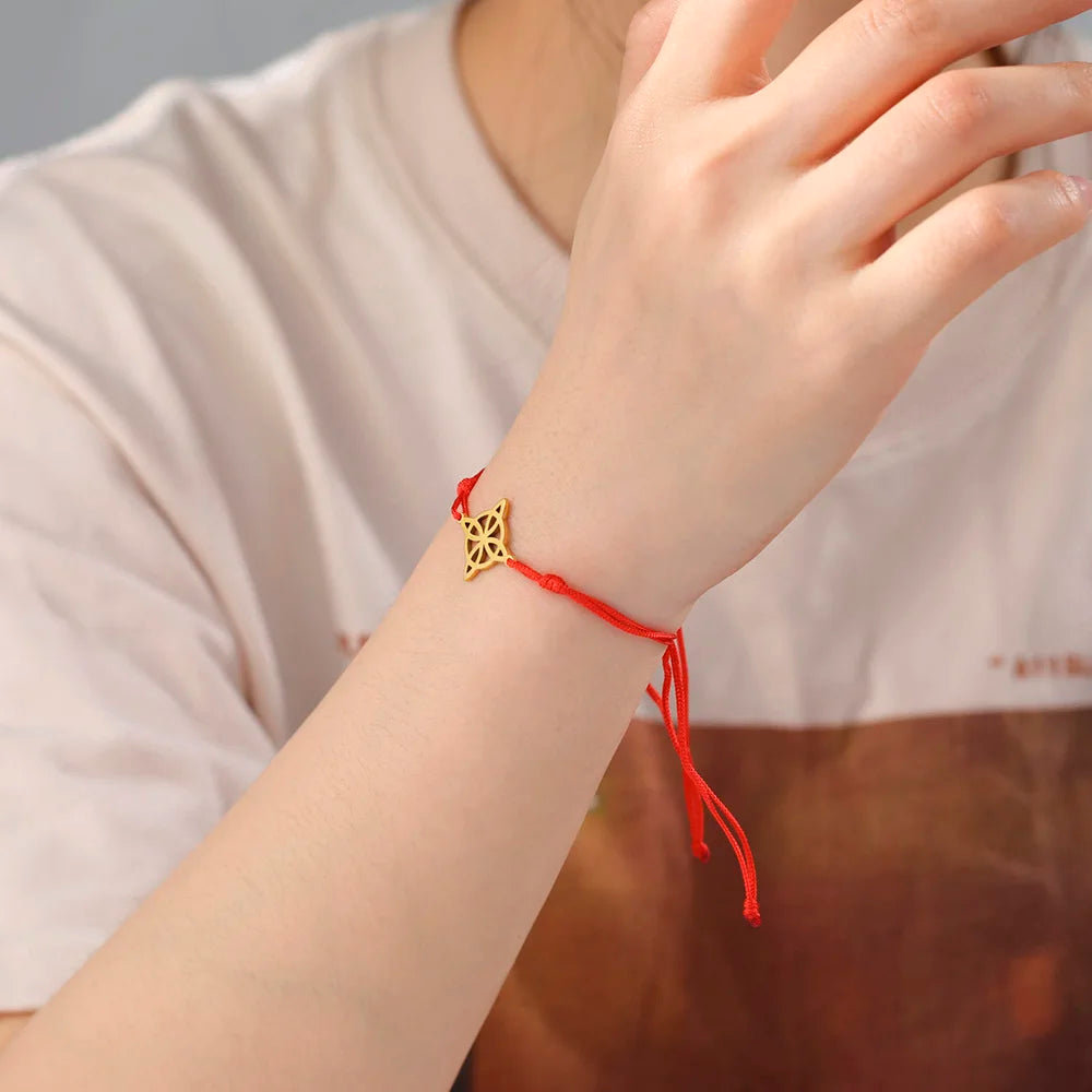 Witch Knot Pendant Stainless Steel Charm Bracelet Vintage Fashion Wax Rope Chain for Women men Good Luck Amulet Jewelry New in Viralgem Store