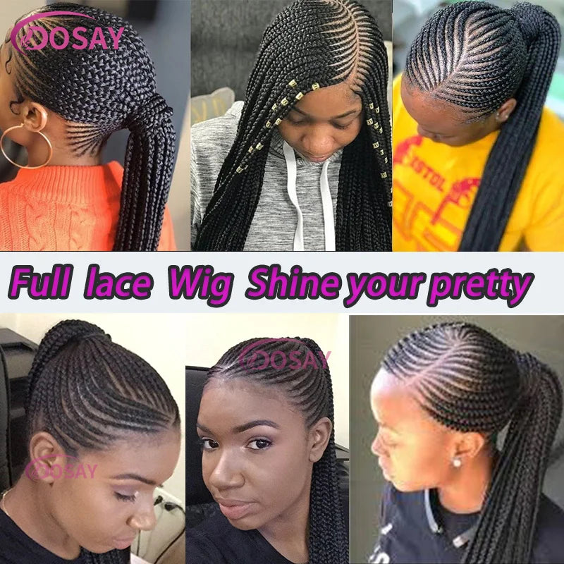 36" Synthetic Full Lace Front Wig Cornrow Braided Wigs for Black Woman Crochet Dreads Box Braided Lace Wig Faux Locs Braids Wigs Viralgem Store