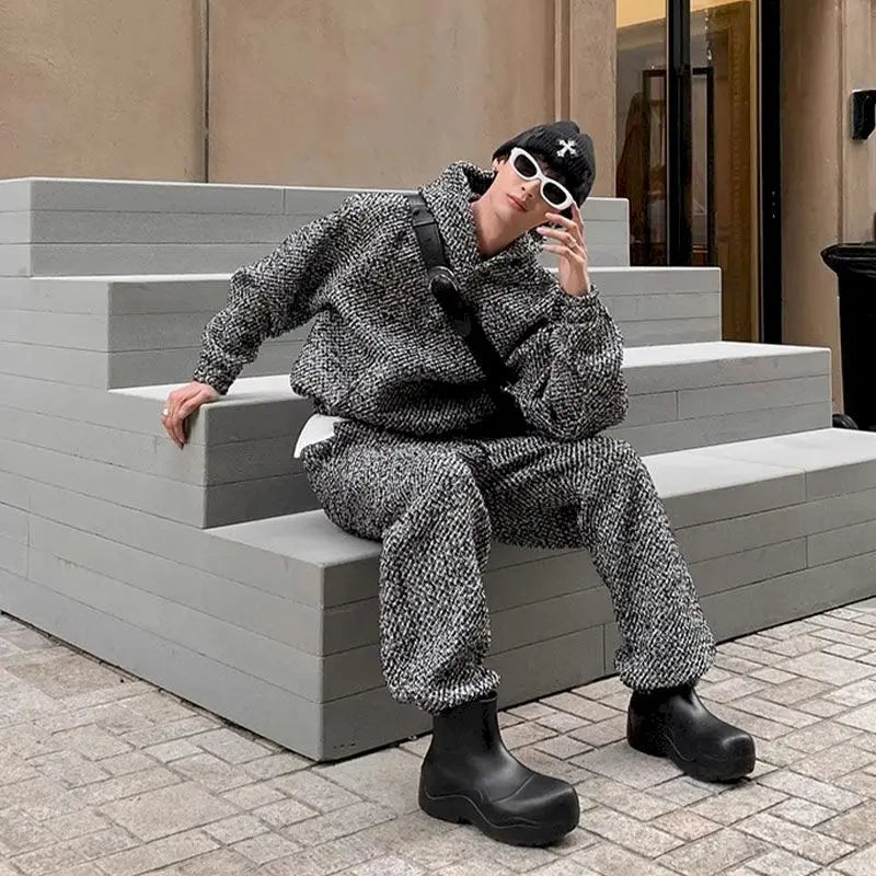 Streetwear Hooded Sweatshirts and Straight Pants Sets Women Harajuku Gothic Hoodies Men Korean Matching Sets Y2k K Pop Clothes