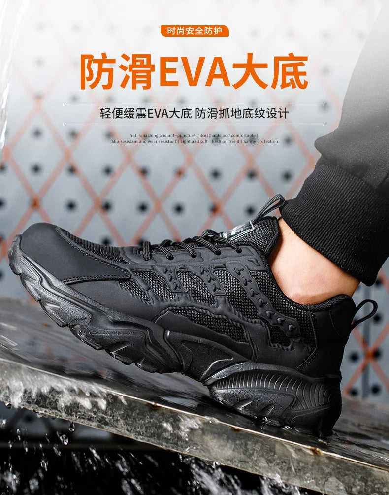 White Safety Shoes Men Steel Toe Boots Work Sneakers Anti-smash Anti-puncture Indestructible Shoes Sport Men Protective Shoes