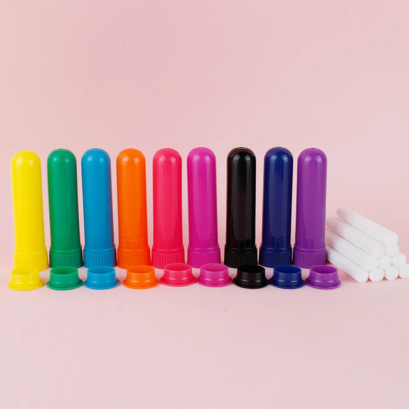 30-80 sets Colorful Plastic Nasal Inhalers Sticks Refill for Perfume with Cotton Wicks Nasal Inhaler for Essential Oil Container Viralgem Store