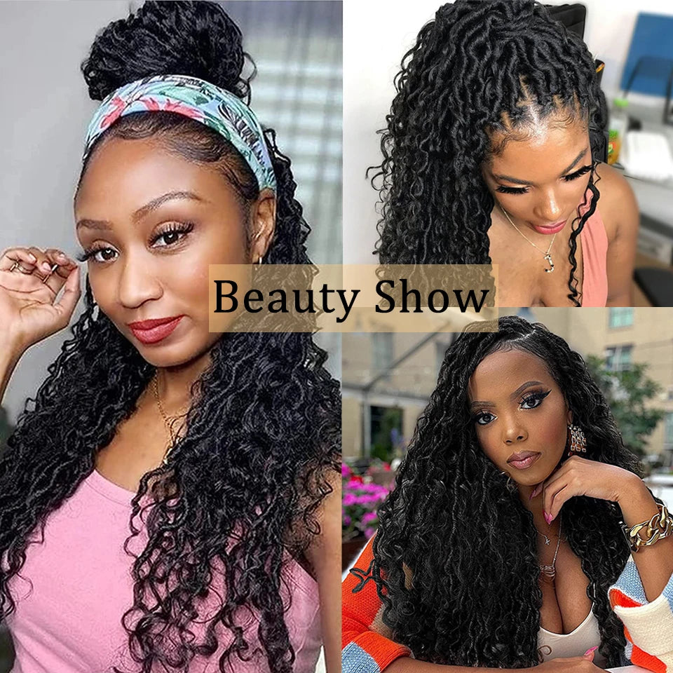 TBUG Goddess Faux Locs Crochet Hair 22 Inch 1B River Locs Braid Curly Hair Faux Locs Synthetic Braiding Hair Extension For Women Viralgem Store