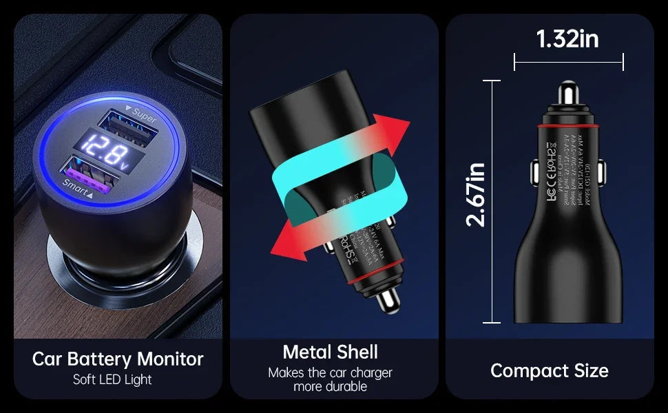 120W Xiaomi USB Type C Car Charger 67W 6A Turbo Fast Charging Adapter For Mi 14 13 13T 12 Pro Redmi Note K60 IPhone 16 15 Charge Viralgem Store