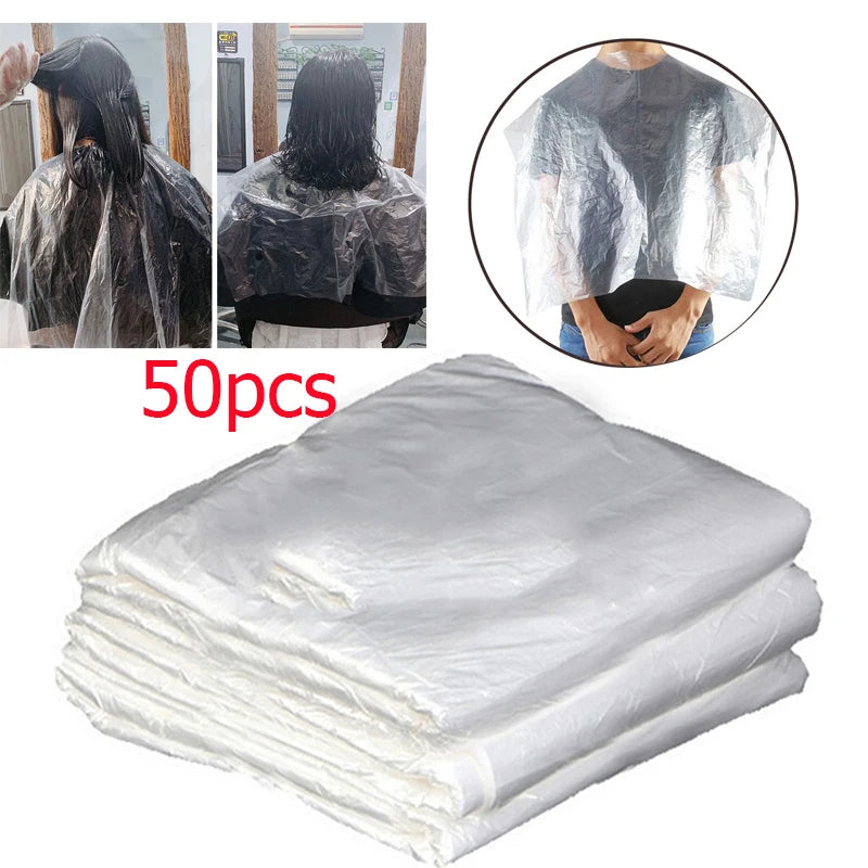 50 Pcs Salon Hair Dyeing Antifouling Shawl Disposable Plastic Barber Shawl Cape Hairdressing Supply