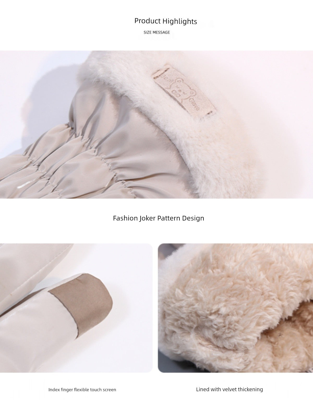 Women's K-style Electric Car Fleece-lined Thick Windproof Gloves Viralgem Store