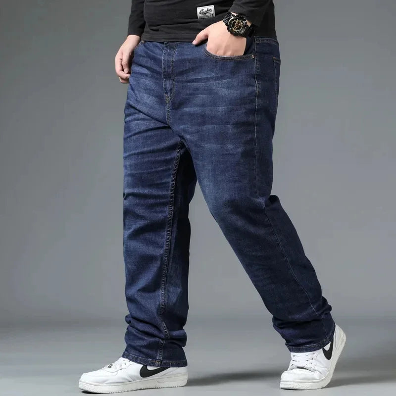 10XL Mens Black Jeans Oversize High Waist Loose Trousers Large Size Husband Plus Size Loose Denim Trousers Blue Male Denim Pants