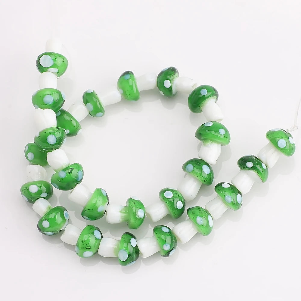 10Pcs 10x13mm 12x16mm 15x20mm Mushroom Shape Lampwork Glass Loose Beads for DIY Crafts Jewelry Making Earing Necklace Accessory