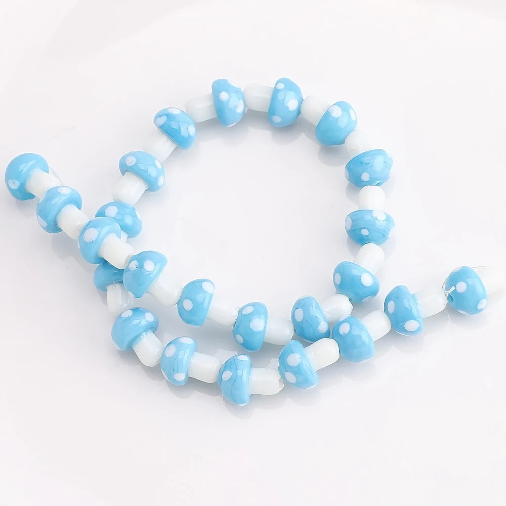10Pcs 10x13mm 12x16mm 15x20mm Mushroom Shape Lampwork Glass Loose Beads for DIY Crafts Jewelry Making Earing Necklace Accessory