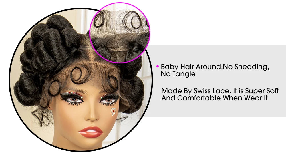 Synthetic Full Lace Handmade Bantu Braided Wigs Short Cute Natural Braided Lace Wigs with Baby Hair for Women