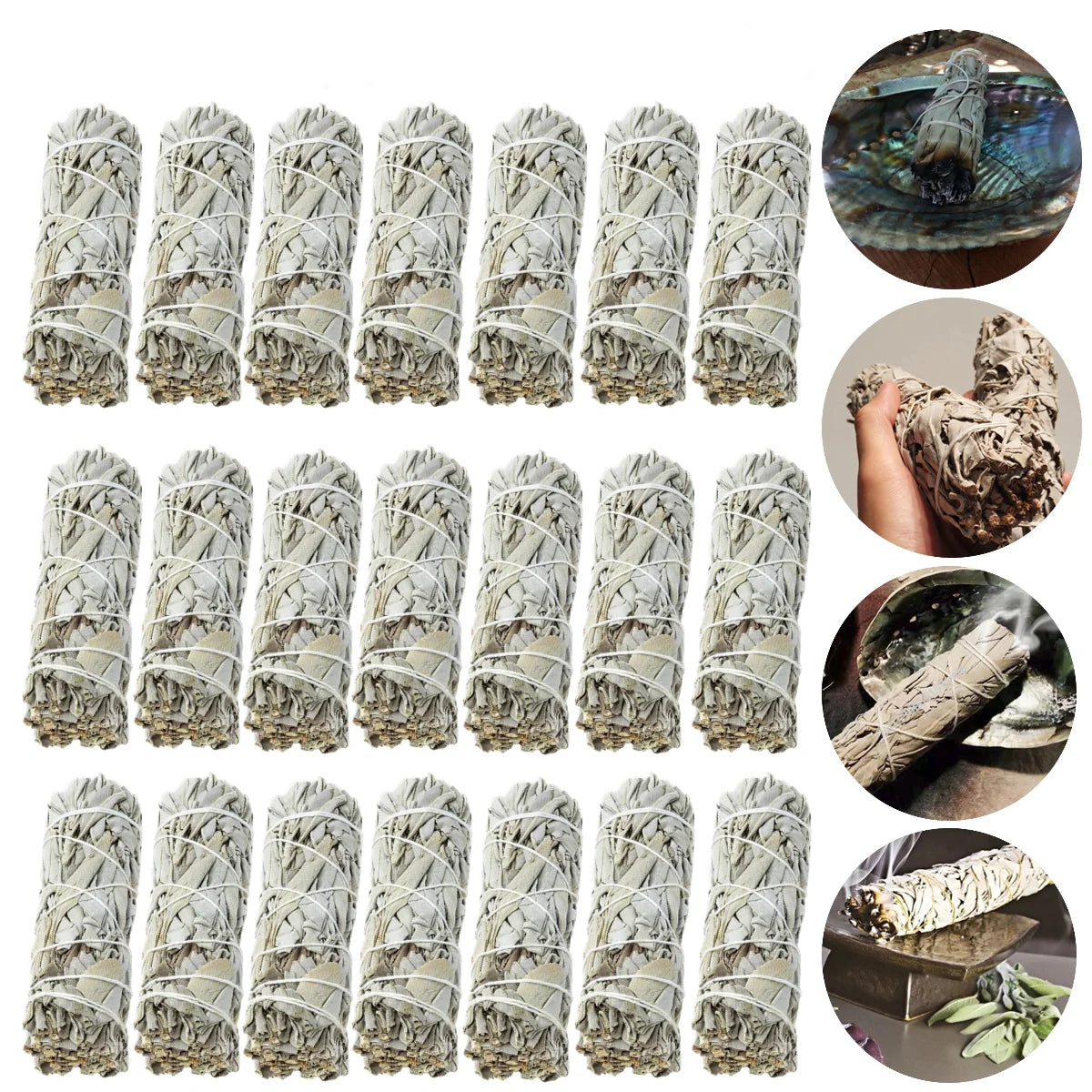 1-50PCS White Sage & Palo Santo for Smudging, Healing Purify Natural Incense Sticks Wooden Smudging Strips Aroma Diffuser Stains