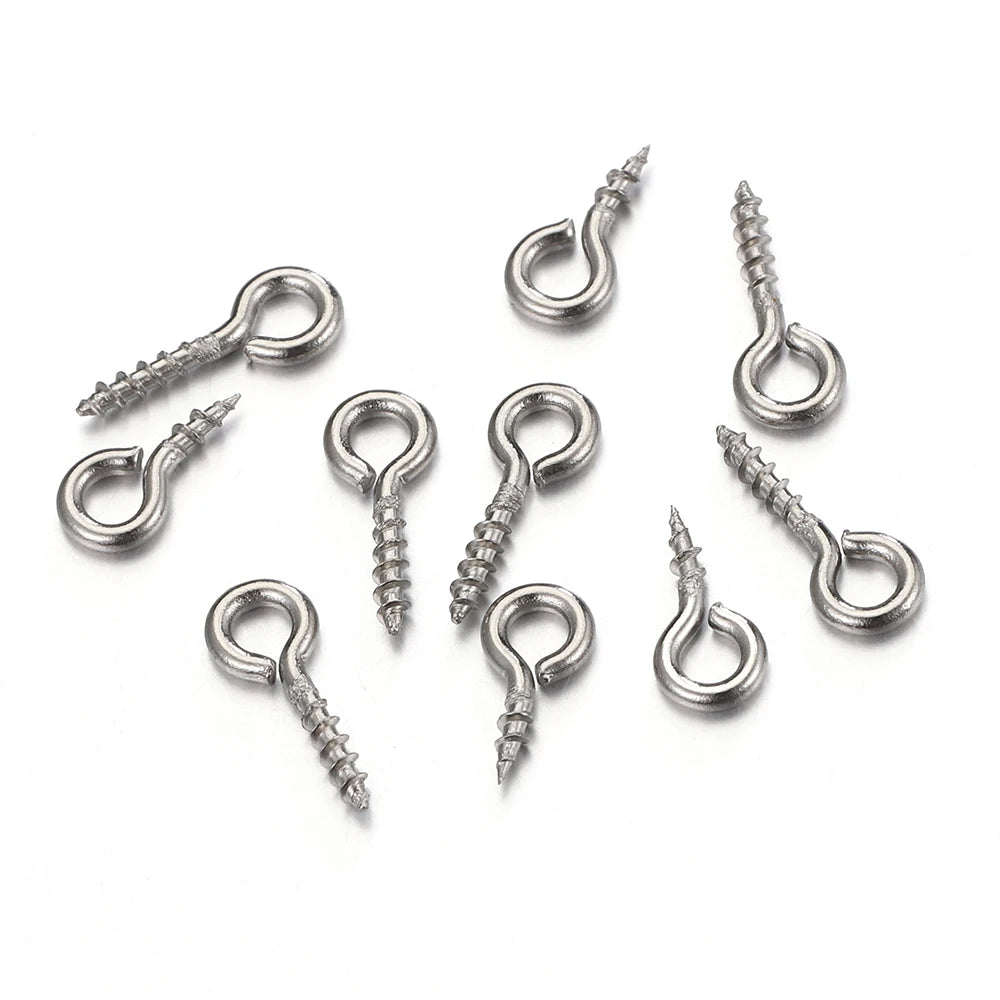 50pcs/100pcs Stainless Steel Small Tiny Eye Pins Eyepins Eyelets Screw Gold Color Clasps Hooks for DIY Jewelry Making Findings