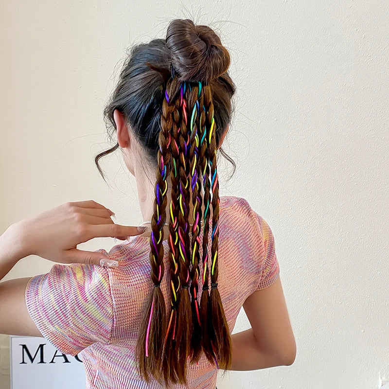 AISHG 1Pcs Synthetic Bubble Twist Ponytail For Women Elastic Twist Braid Rope Rubber Band Natural Lantern Girls Hair Accessories