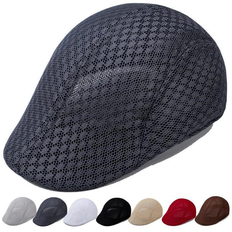 Spring Summer Hollow Berets For Men Convenient Breathable Mesh Beret Hat Quick-drying  Cap Retro Sun Hats Painter Caps