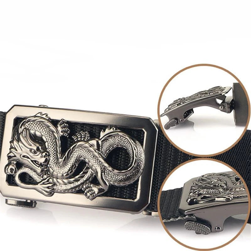SupSindy New Man Double-sided Nylon Belt Dragon Rotate Metal Automatic Buckle Canvas Belts for Men Jeans Waistband Bicolor Strap Viralgem Store