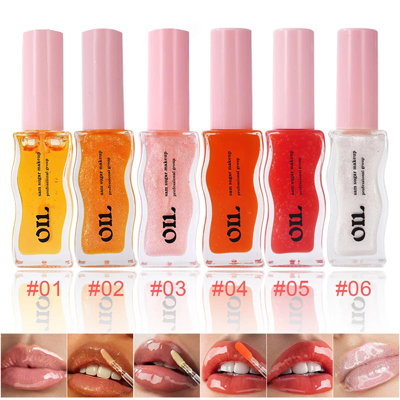 2PCS Fruit Lip Balm Oil Moistens Jelly Lip Gloss Honey Juice Lip Gloss Transparent Glass Lip Gloss Lip Protection Essence