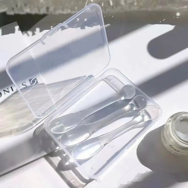 3pcs Acrylic Cosmetic Spatulas Scoop with Bottle,Face Cream Mask Mud Mixing Spoon,Beauty Tools Absorb Roller Facial Applicator