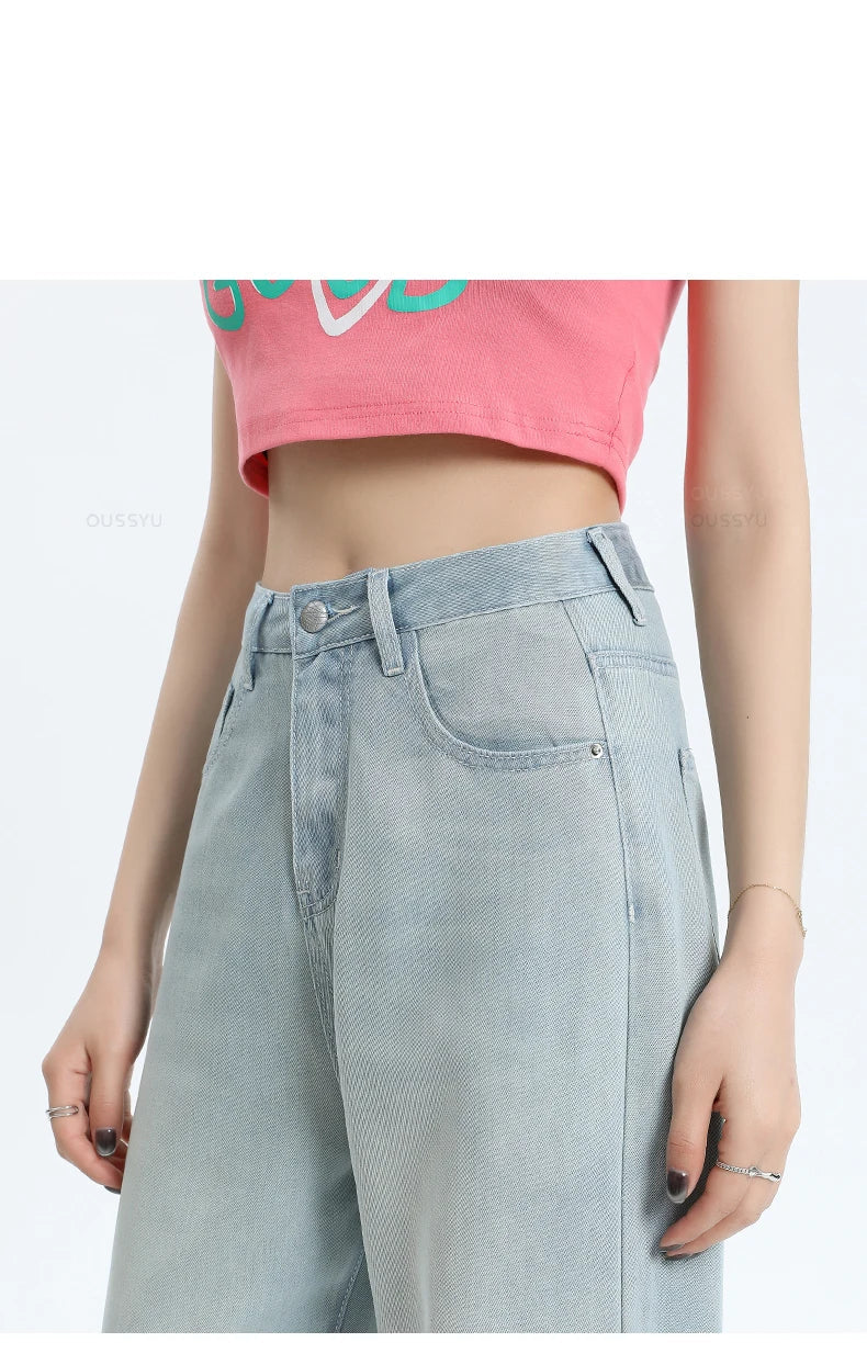 Summer High Quality Soft Lyocell Fabric Woman Jeans Thin Loose Straight High Waisted Pant Fashion Comfort Blue Casual Trousers Viralgem Store