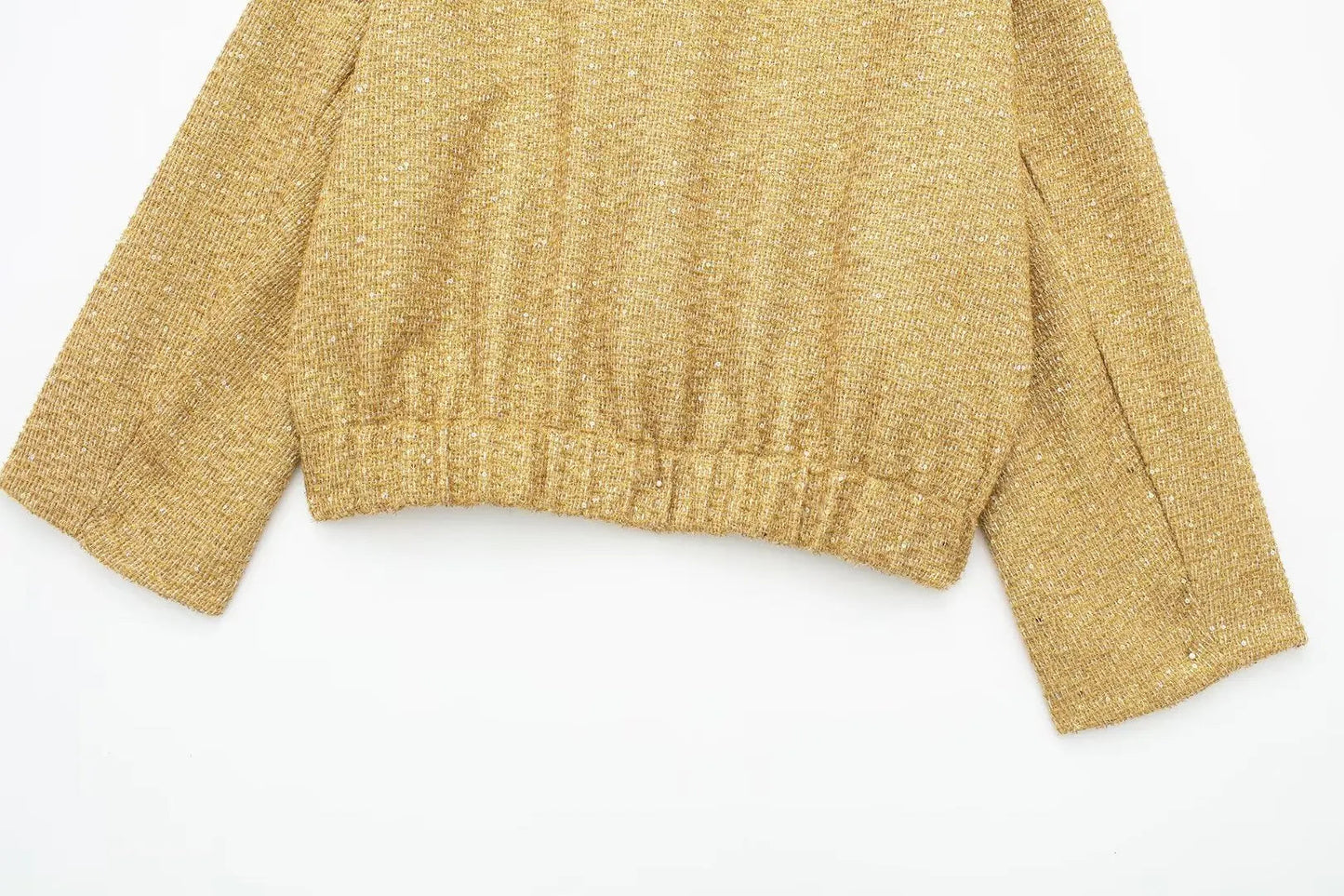 TRAFZA Women Trend Gold Sequin Decoration Loose Short Jacket Woman New Fashion Coat Versatile Warm Chic And Elegant Female Coats Viralgem Store