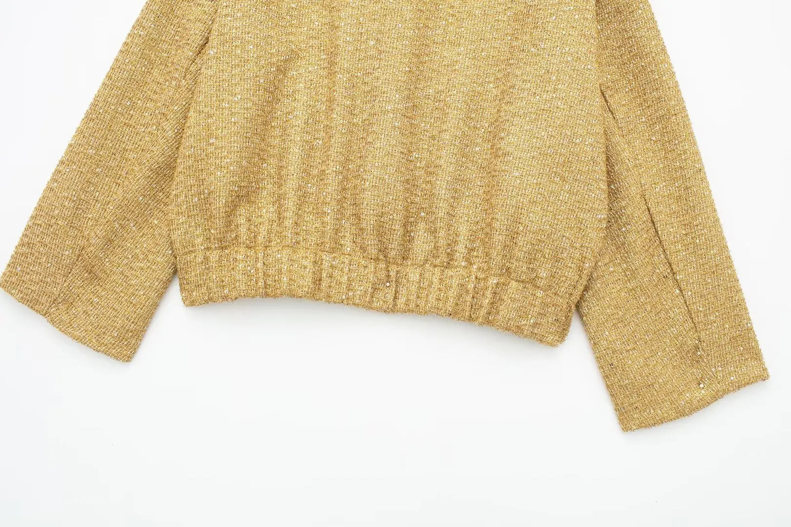 TRAFZA Women Trend Gold Sequin Decoration Loose Short Jacket Woman New Fashion Coat Versatile Warm Chic And Elegant Female Coats Viralgem Store