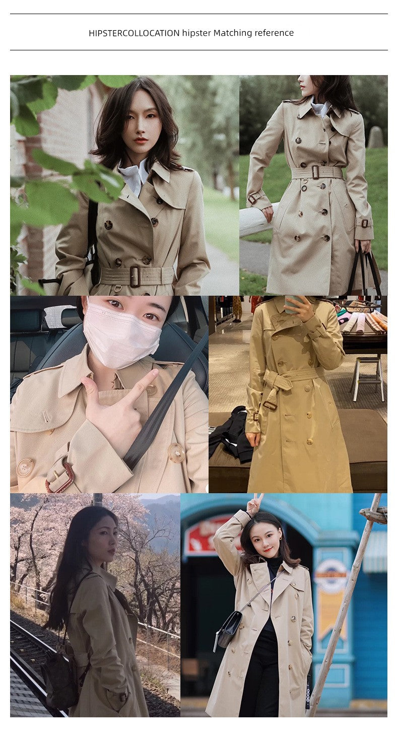 2024 Yi Element Spring & Fall New Arrival Chameleon Khaki Long Trench Coat British Style Work Clothing Trench Coat for Women In Stock