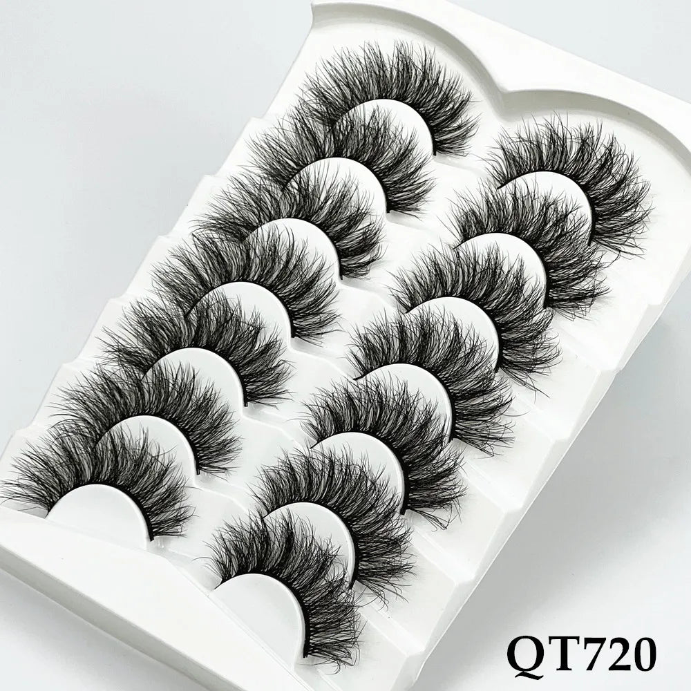 5/7/8 pairs 3D mink Lashes ,soft fluffy natural false eyelashes，individual eyelash extension, makeup tools lashes wholesale