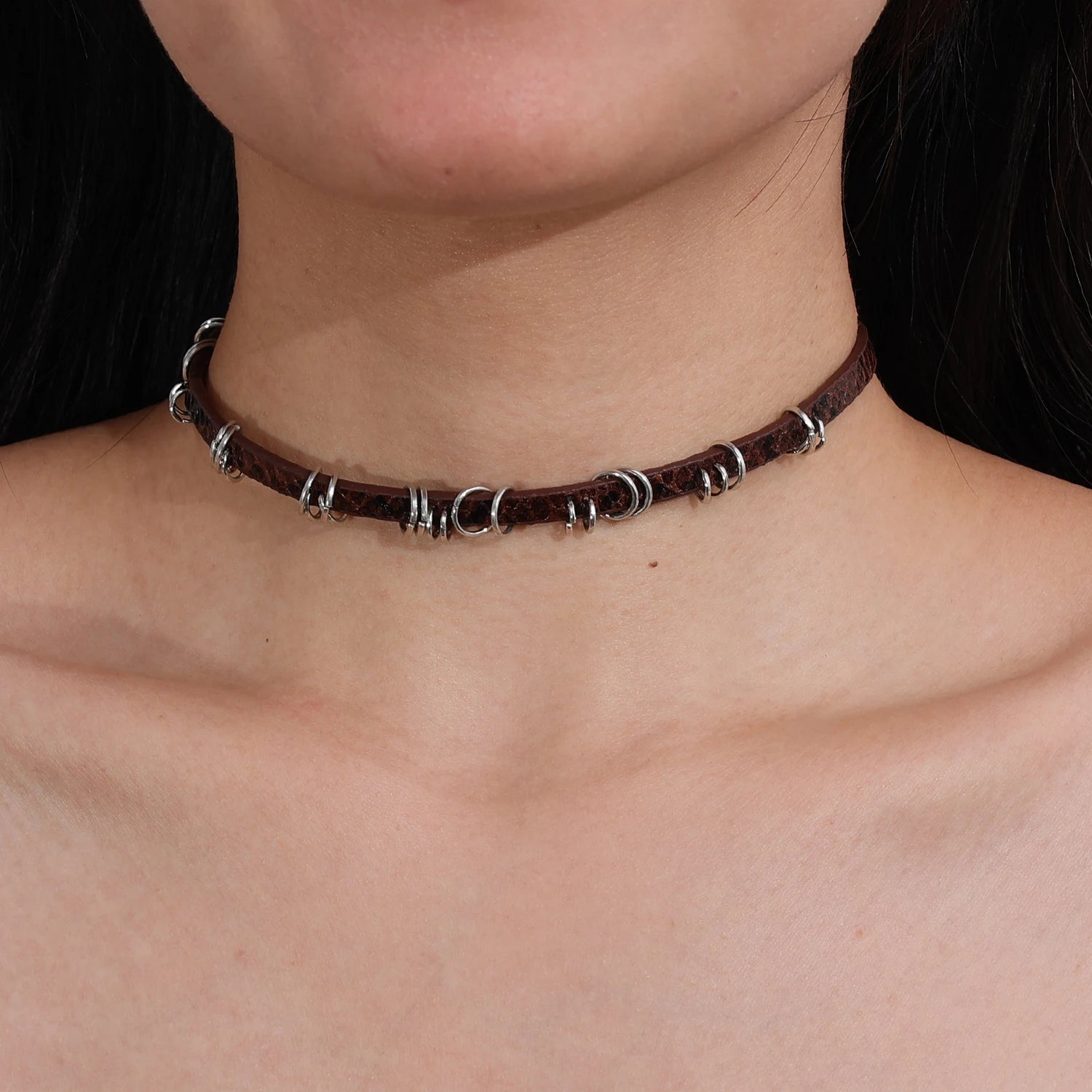 Vintage Chain Necklace for Women Fashion Y2K Punk Pu Leather Choker Collar Chain Jewelry Goth Cool Stuff Couple Accessories Viralgem Store