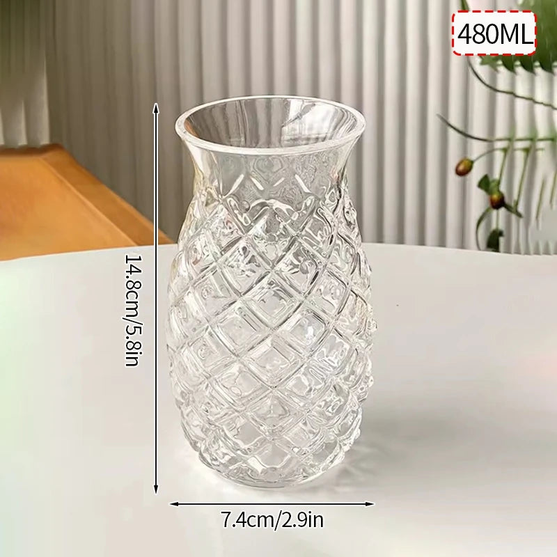 250ml-865ml INS Glass Cup Pineapple Shape Coffee Mug Transparent Cocktail Bar Beverages Soda Water Juice Mugs Cup Drinkware Viralgem Store
