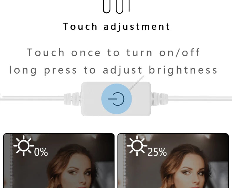 5M Led Vanity Mirror Lights Kit Dimmable Makeup Light Bathroom Mirror Lights USB LED Strip Lights Dressing Table Make Up Lamp