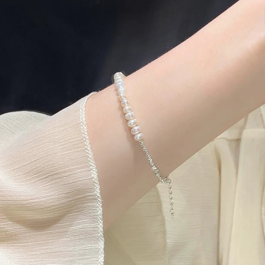 2024 New S925 Sterling Silver Double Layer Pearl Bracelet for Women Girl Design Bead Korean Jewelry Dropshipping Charm Bracelet