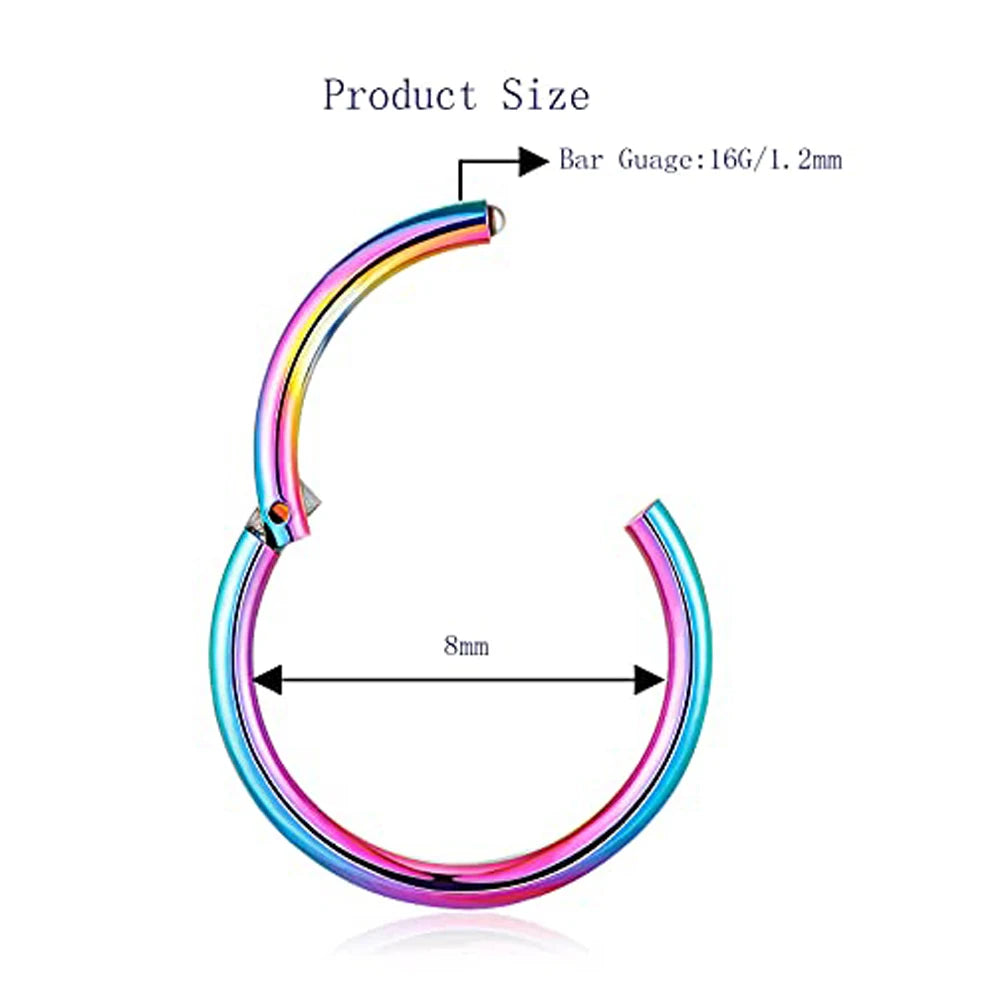 1PC Stainless Steel Nose Hoop Septum Piercing Clicker Hinged Segment Rings Lip Helix Daith Conch Cartilage Earrings Sexy Jewelry Viralgem Store