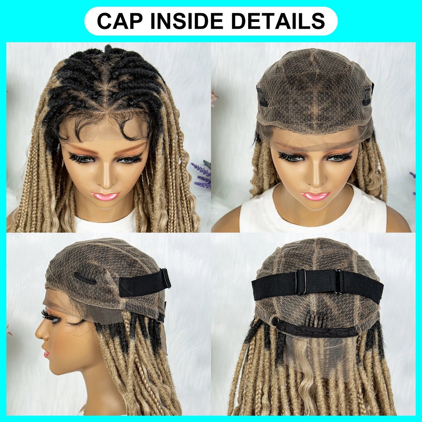 Synthetic Full Lace Wig Braided Wig 28 inch Curly Synthetic Wig Knotless Box Braids Wigs With Baby Hair for Black Women Viralgem Store
