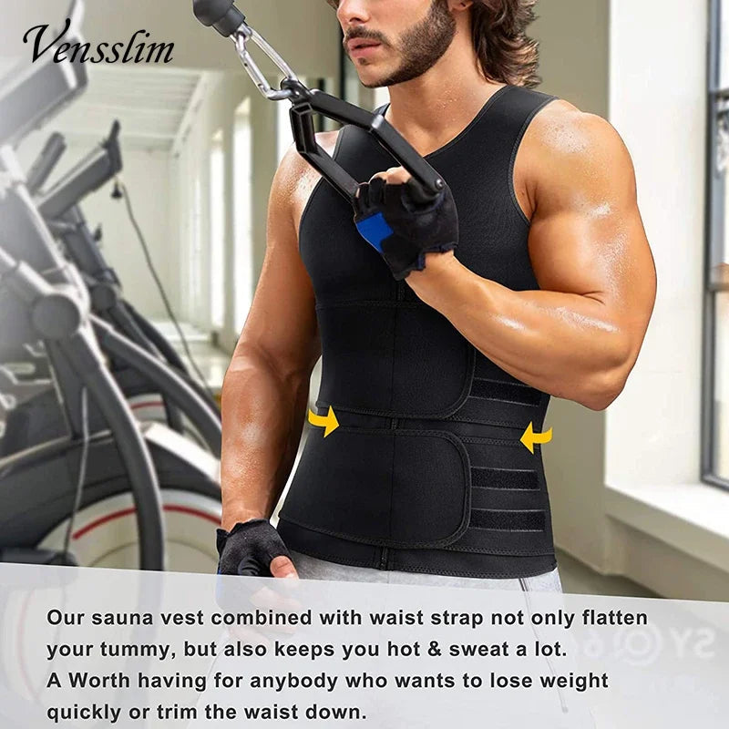 Vensslim Men Body Shaper Waist Trainer Vest Slimming Shirt Sauna Sweat Compression Undershirt Shapewear Fat Burner Workout Tops Viralgem Store