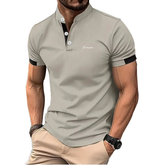 Spring Summer Men Casual Short Sleeve Stand Collar Polo T Shirt Men Sport Golf Polo Shirt Letter Print Slim Fit Polo Tops Viralgem Store