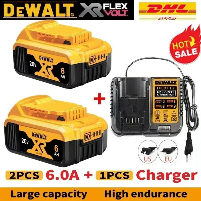 100% Original DEWALT 🔋 20V/60V MAX XR Rechargeable Tool Battery 6Ah/9Ah Compatible with DCB200 Series for Dewalt Tools 👍 Viralgem Store