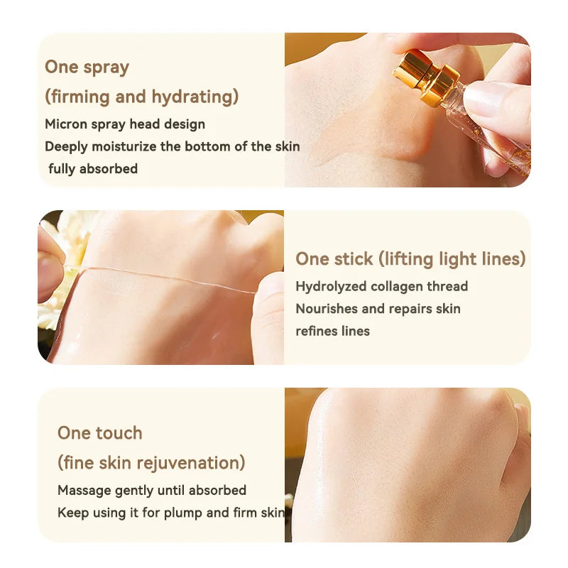 24K Gold Face Serum Active Collagen Silk Thread Facial Skin Care Essence Anti-Aging Smoothing Firming Moisturizing Hyaluronic Viralgem Store