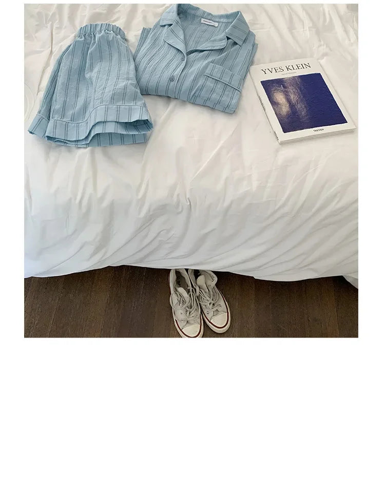 Summer Short Sleeve Shorts Pajama Set Women's Pajamas Sweet Students Can Wear Home Clothes Set Korean Style 2024 Hot Sale Spring